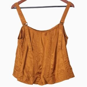 Anthropologie Orange Strap Top Size L Western Boho Desert Utility Artisan